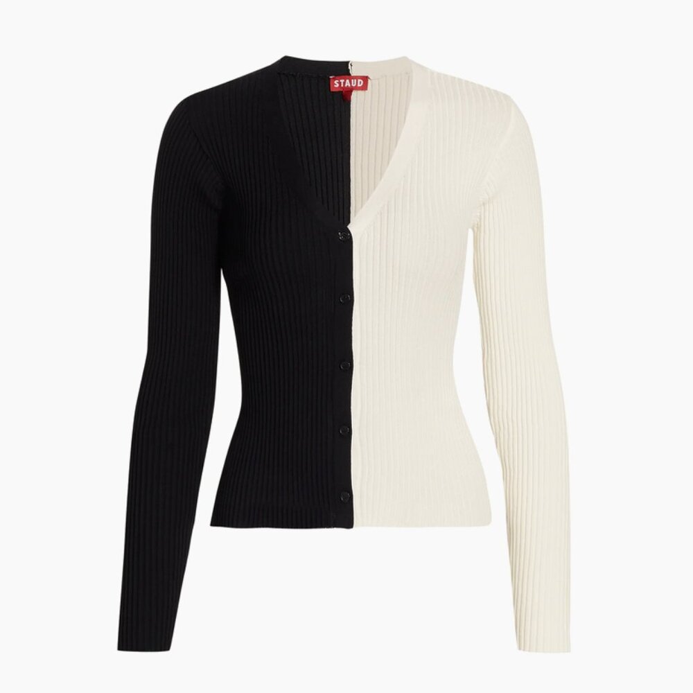 STAUD colorblock Knit Cardigan